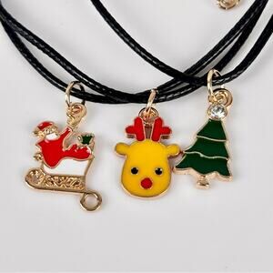Set of 3 Christmas Necklace, Christmas Tree Santa Claus Reindeer, New!